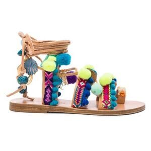 Elina Linardaki Mermaid Motel Leather Lace Up Sandals, EUC, Size 8, MSRP $284